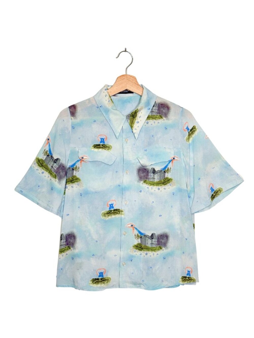 Undercover 2022SS Watercolor Print Short Sleeve Boxy Shirt